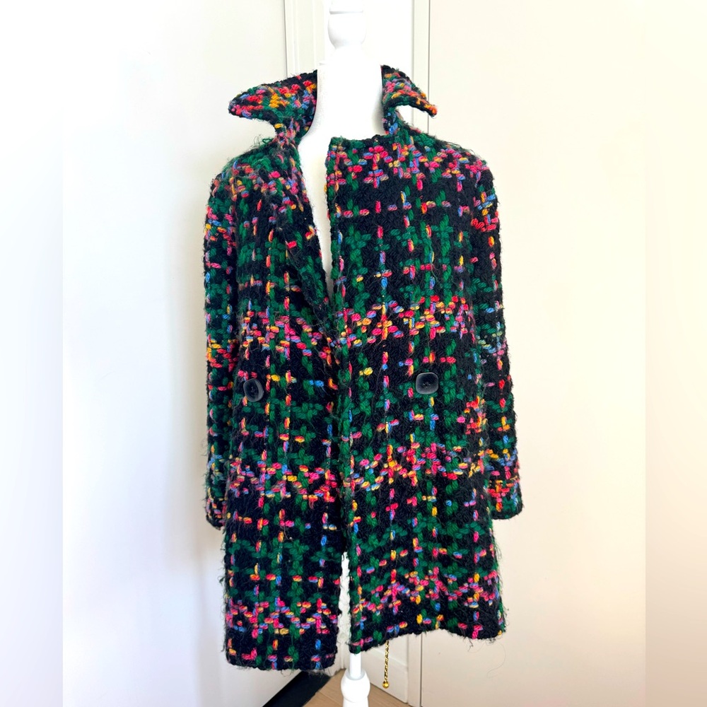 Gorgeous multi color tweed style coat size small Anthropologie